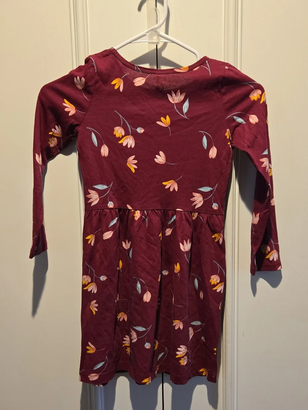 Carter's Burgundy Long-Sleeve Floral Knit Dress